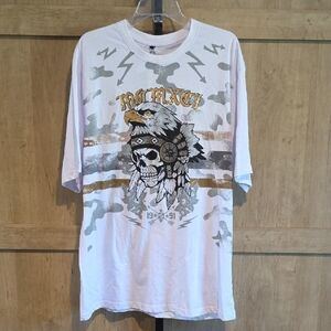 (J49) South Pole White Tee with Eagle and Skull Design Mens XXL